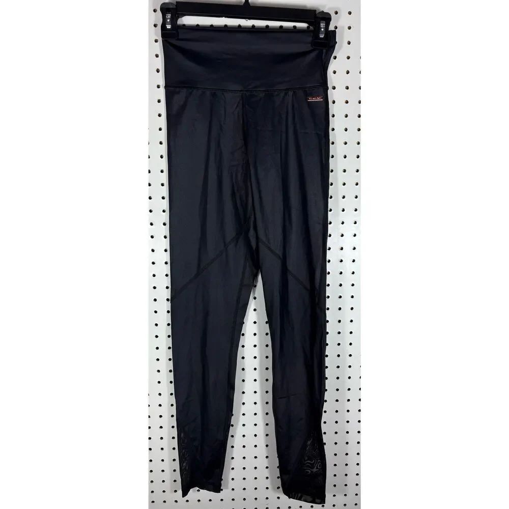Sweaty Betty black shimmer mesh insert leggings size Xs